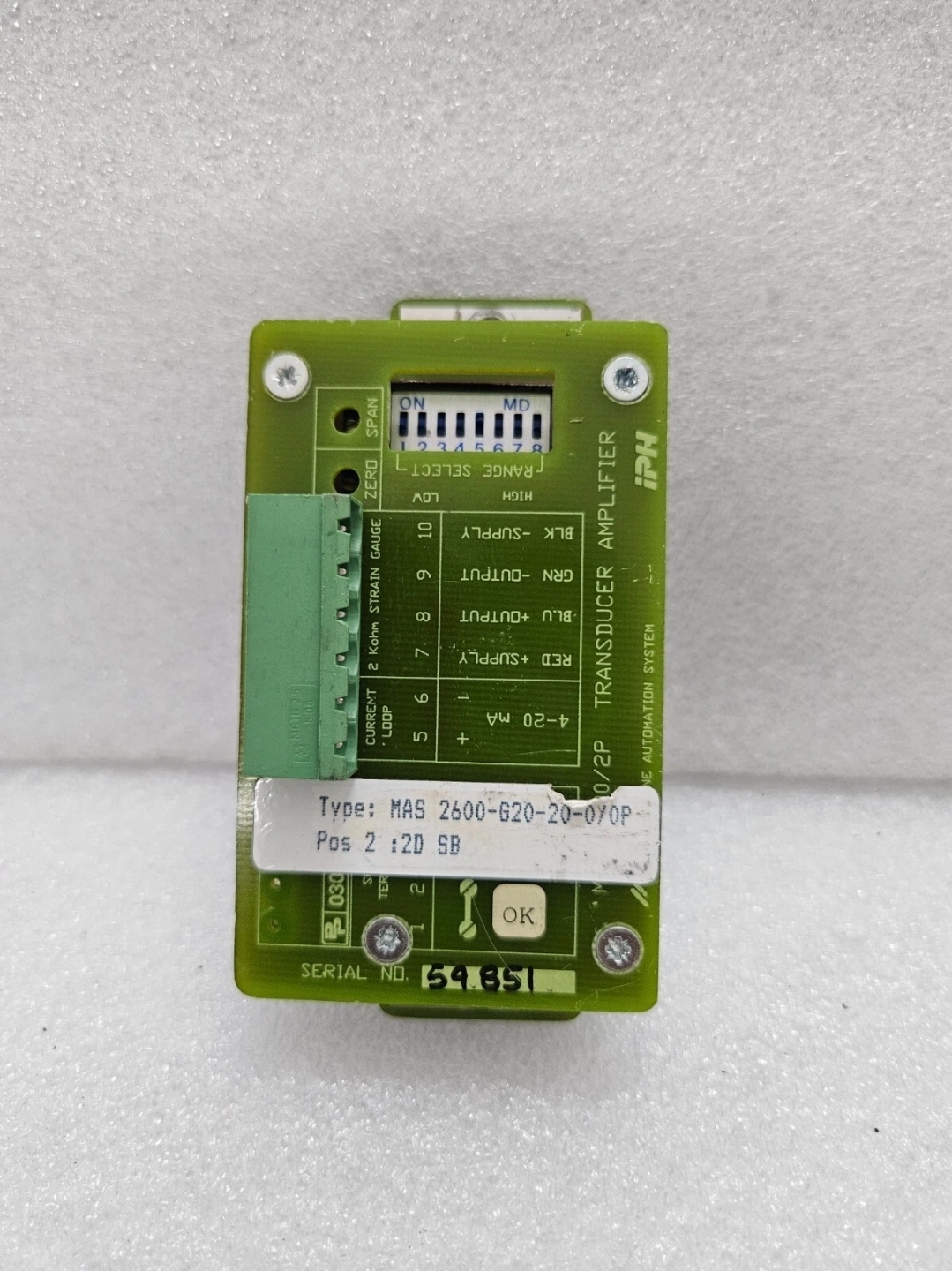 IPH MAS 2600-G20-20-0Y0P TRANSDUCER AMPLIFIER