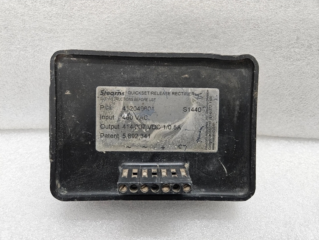 STEARNS P/N 412049601 QUICKSET/RELEASE RECTIFIER S1440 PATENT 5,892,341